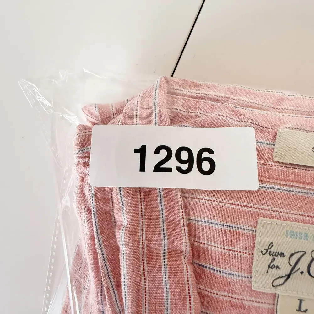 J.Crew Baird McNutt Irish Linen Slim Button Down Shirt Red Stripe  - L